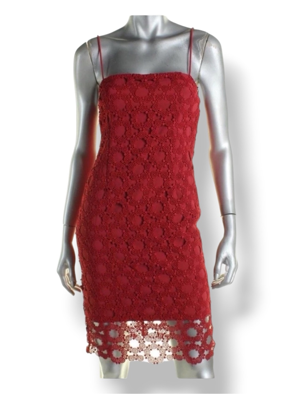 N/Nicholas Party Dress “red wreath” crimson lace illusion hem mini holiday 4 6 M